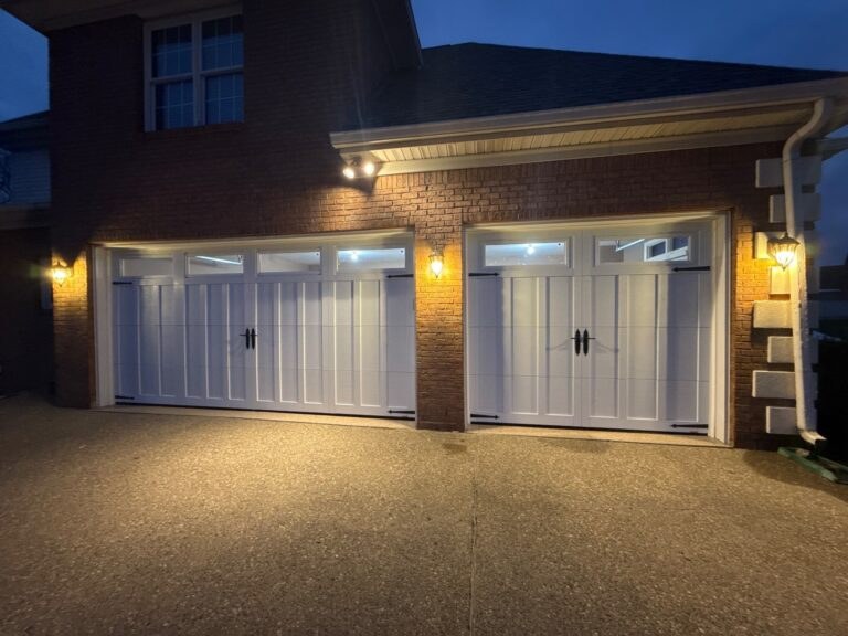Installed garage door on a Louisville-area home